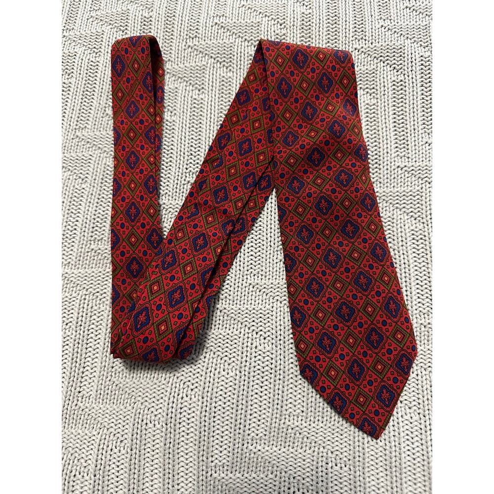 Vintage ST Dupont red geometric silk tie